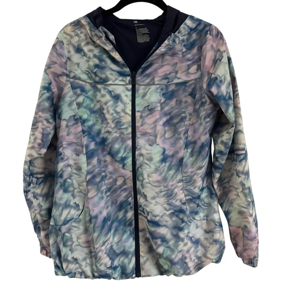 All In Motion‎ Kids Size YXL Tie Dye Rain Jacket Full Zip Hoodie Purple Blue